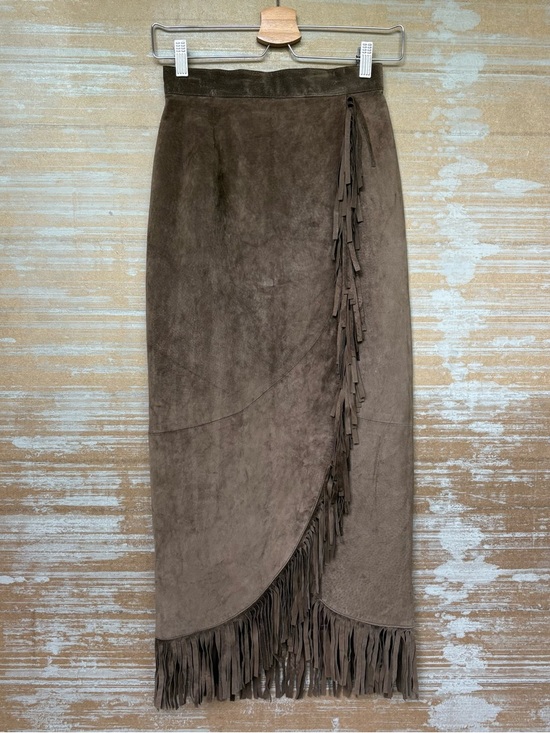 Danier Dresses & Skirts - Vintage Danier Fringe Suede Maxi Skirt Western Boho Cowboy 80s NFR Womens 4